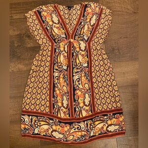 Banana Republic Paisley Geometric Boho Print 100% Silk Dress Women’s XS